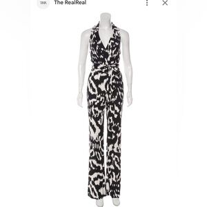 Diane Von Furstenberg DVF Zola 100% Silk Wrap Jumpsuit NWT Sz 2
